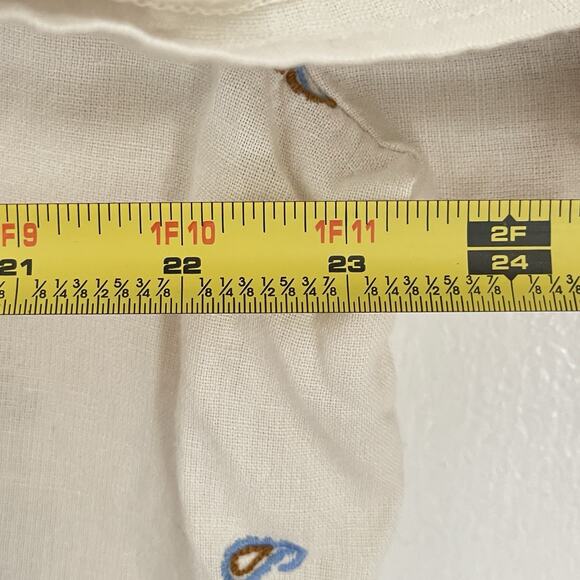 1X Boho Cotton Linen Gauze Top Cream Pintuck Blouse Coastal Cottagecore - Picture 7 of 8